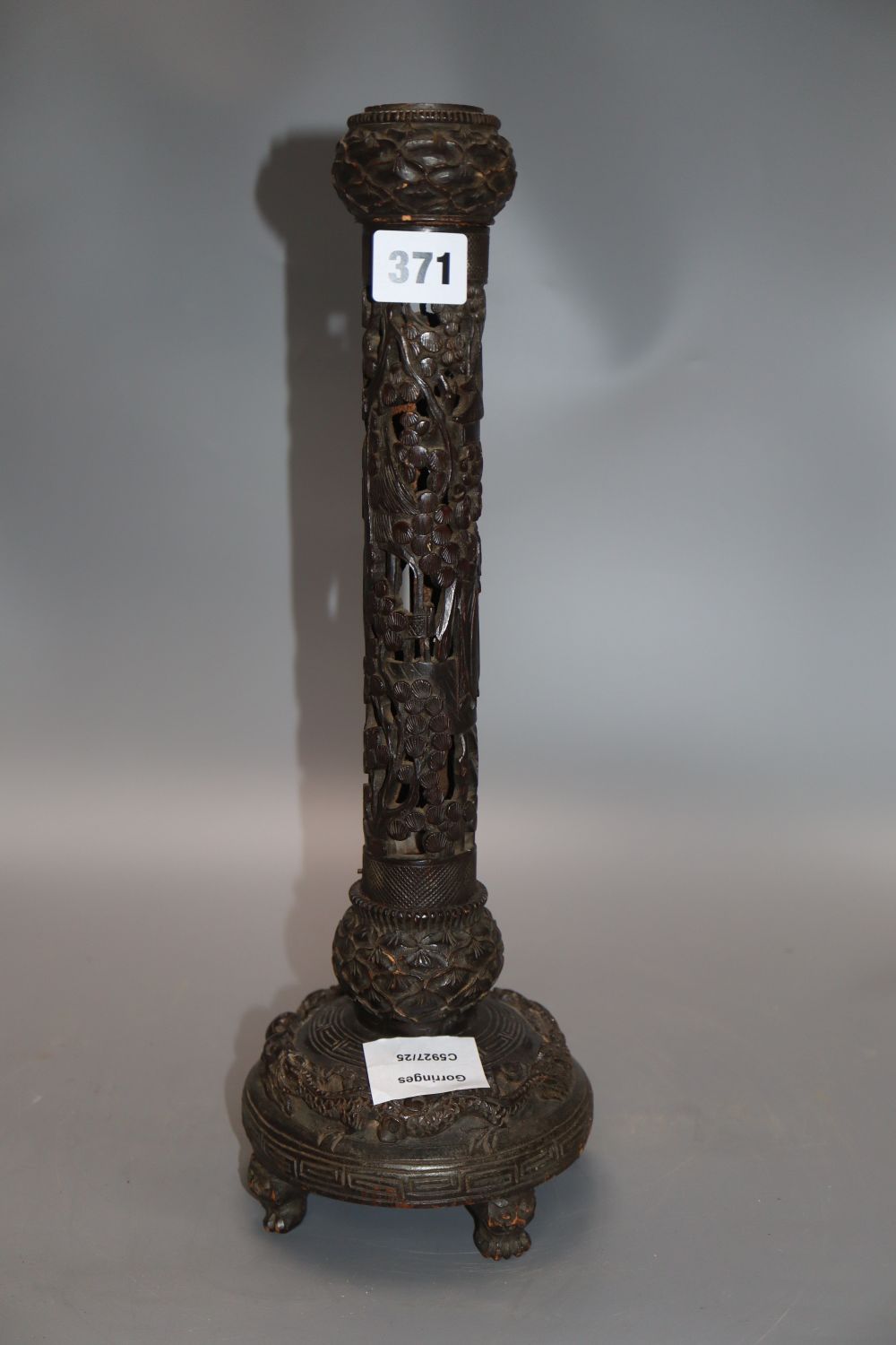 A Chinese bamboo incense stick, height 39cm